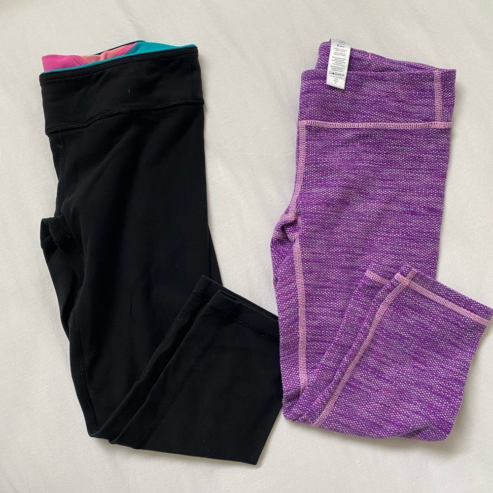 Ivivva Girls Black and Purple Active Leggings - Lot of 2, size 10
